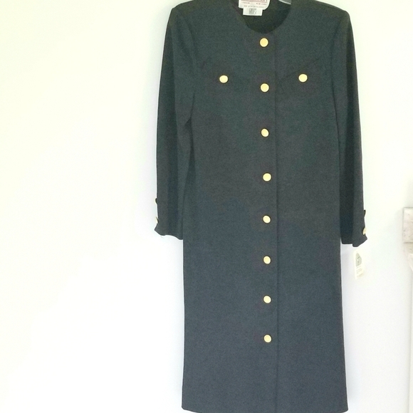 Castleberry vintage Gumps dark gray wool dress S - Picture 1 of 5